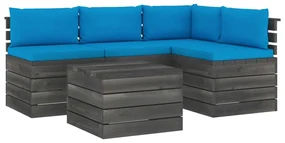 vidaXL 5-delige Loungeset met kussens pallet massief grenenhout