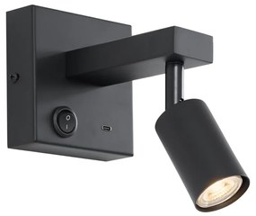 Moderne wandlamp zwart met USB-C kantelbaar - Rex
