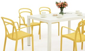 King/Vague wit en oranje tuinmeubelset voor 6 personen Bica