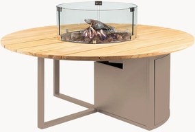 Ronde outdoor salontafel Cosiloft met vuurkorf & teakhouten tafelblad