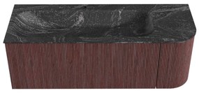 Mondiaz Kurve-dlux 125cm badmeubel ronding rechts ruby met 1 lade en deur en wastafel big medium kraangat links lava