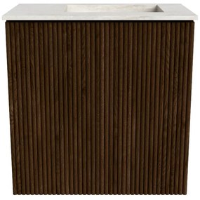 Mondiaz Joya DLux 40cm toiletmeubel walnut met wastafel faye rechts 1 kraangat ostra
