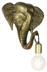 Vintage wandlamp goud - Animal Elefant