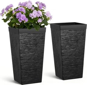 VEVOR Bloempot 300x300x580 mm 2-pack, Bloempot, Plantenbak, PP Plantenbak, Plantenbak met Binnenpot en Afwateringsgaten, Geschikt voor Kamer- en Tuinplanten, Zwart