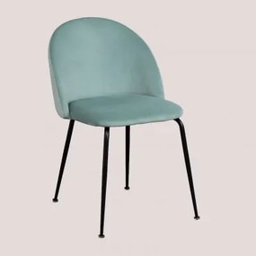Kana Design Fluwelen Eetkamerstoelen Set Van 4 Grün Tanne & Zwart - Sklum