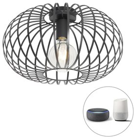 Smart plafondlamp met dimmer zwart 39 cm incl. Wifi G95 - Johanna Design E27 rond Binnenverlichting Lamp