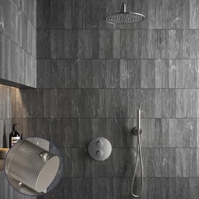 Saniclear Exclusive Curved inbouw regendouche rond met 30cm hoofddouche en muurarm RVS