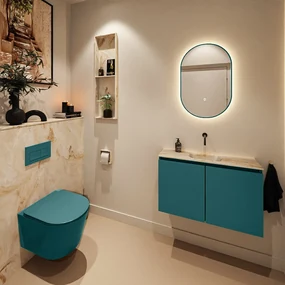 Mondiaz Ture DLux toiletmeubel 80cm smag met wastafel frappe midden zonder kraangat