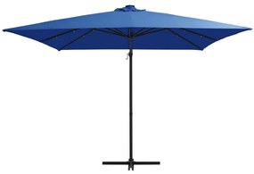 vidaXL Zweefparasol met LED-verlichting en paal 250x250 cm azuurblauw