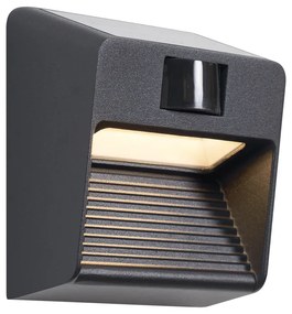 Wandlamp zwart incl. LED IP54 met bewegingssensor solar - Border