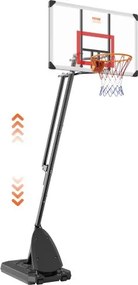 VEVOR Outdoor Basketbalring met Standaard 232-305 cm Hoogte Verstelbaar, Φ 483 mm Basketbalstandaard met Wielen, Basketbalset voor Kinderen &amp; Volwassenen Standaard &amp; Vulbare Basis Zwart