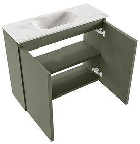 Mondiaz Ture DLux toiletmeubel 60cm army met wastafel ostra midden met kraangat