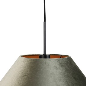 Hanglamp zwart met dubbele velours lampenkap groen met gouden binnenkant - Combi 1 Klassiek / Antiek, Modern E27 Binnenverlichting Lamp