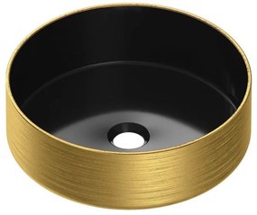 BRAUER Duo black Gold Waskom opbouw - 36x36x12cm - zonder overloop - rond - keramiek -mat black gold WK-DBG