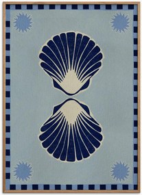 Ingelijste digitale print Lush Duo 3 Blue Sea Shells van Shatha Al Dafai