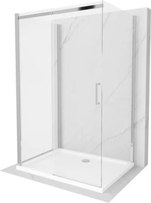 Mexen Omega-3S douchecabine 3-wandig, schuifbaar 120x80 cm, transparant, chroom + douchebak Flat - 825-120-080-01-00-3s-4010