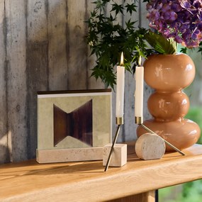 Fotolijst van glas en travertijn, breedte 22 cm, GENTIANA