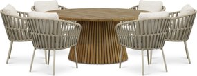 Tuinset Ronde Tuintafel 6 personen 180 cm Rope Zand/Beige Coco Elara/Fungo