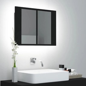 vidaXL Badkamerkast met spiegel en LED 60x12x45 cm acryl zwart