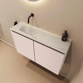 Mondiaz Ture DLux toiletmeubel 80cm rosee met wastafel opalo links zonder kraangat