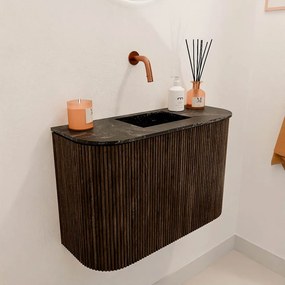 Mondiaz Joya DLux 65cm toiletmeubel ronding links/rechts walnut met wastafel faye midden zonder kraangat lava
