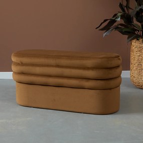 Dutchbone Aditi Ovalen Bankje Bruin Fluweel
