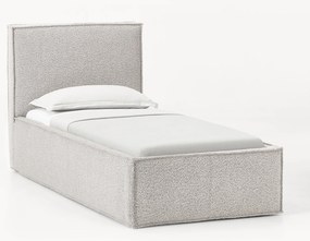 Bouclé gestoffeerd eenpersoonsbed Dream met opbergruimte