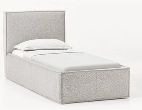 Gestoffeerd bouclé eenpersoonsbed Dream met opbergruimte