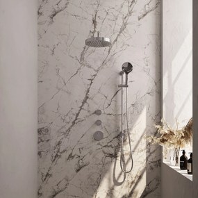 Brauer Stripe inbouw regendouche met 25cm hoofddouche, gebogen muurarm en 3 standen handdouche en glijstang set 11 chroom