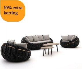 + 10% kassakorting | Stoel-bank loungeset Apple Bee | 5 personen | Loungeset Zwart | Wicker (vlechtwerk) | Kees Smit Tuinmeubelen