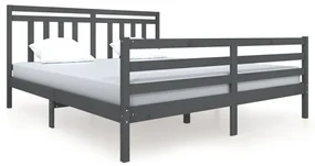 vidaXL Bedframe massief hout grijs 180x200 cm 6FT Super King