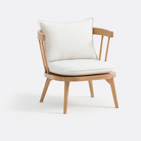 Eiken en stoffen fauteuil, Portman