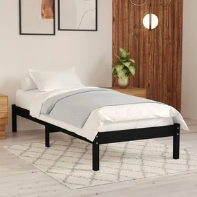 vidaXL Bedframe massief grenenhout zwart 90x200 cm