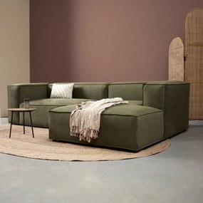 Groen Rib Bank Met Chaise Longue Rechts