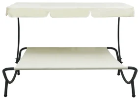 vidaXL Loungebed met luifel crèmewit