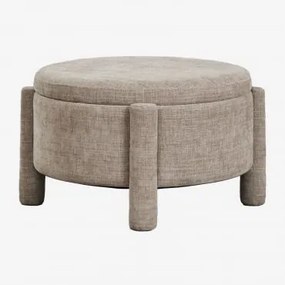 Ronde Poef Ø70 Cm Met Opbergruimte, Bekleed Cleo Stof Grijs – Taupe - Sklum
