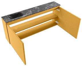 Mondiaz Ture DLux toiletmeubel 120cm ocher met wastafel lava links met kraangat