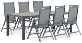 Tuinset 6 personen 217 cm Aluminium/textileen Grijs Hartman Aruba/Young