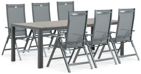 Tuinset 6 personen 217 cm Aluminium/textileen Grijs Hartman Aruba/Young