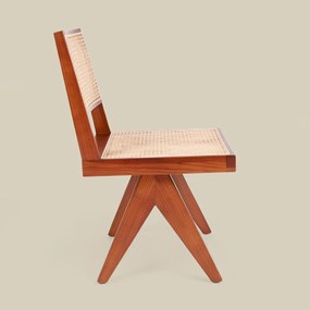 Walnoot Stoel Met Rotan Webbing
