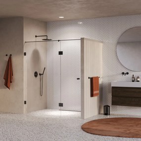 Brauer Void Carving profielloze nisdeur 180cm met draaideur 70cm aan glas gunmetal geborsteld PVD