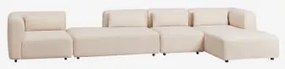 Rechtse Modulaire 4-delige Chaise Longue Bank Met Divan Fogler Teddystof Crème Beige - Sklum