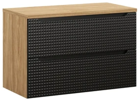 Comad Luxor Black badmeubel 90cm met 2 lades en wastafelblad