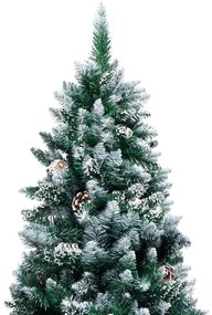 vidaXL Kunstkerstboom met dennenappels en witte sneeuw 210 cm