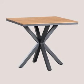 Vierkante Tuintafel 90x90 Cm Van Eucalyptus En Aluminium Archer Grijs – Grafiet - Sklum