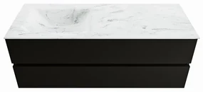 Mondiaz Vica DLux badmeubel 130cm urban 2 lades met wastafel opalo links zonder kraangat