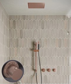 Saniclear Plus Curved Pro inbouw regendouche met inbouw douchekop 30x30cm, glijstang en staafhanddouche geborsteld koper