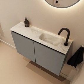 Mondiaz Ture DLux toiletmeubel 80cm smoke met wastafel ostra rechts met kraangat