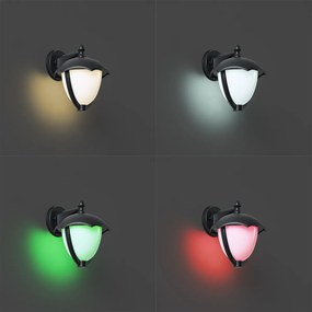 Smart buiten wandlamp zwart met opaal glas incl. LED IP54 - Classica