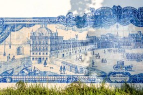 Foto Blue tiles on a wall in old town of Lisbon, Santiago Urquijo